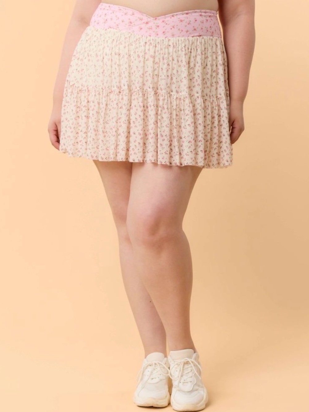 NWT 1X Blogilates Ballerina Skort Skirt Pink Floral Mesh High Rise Activewear